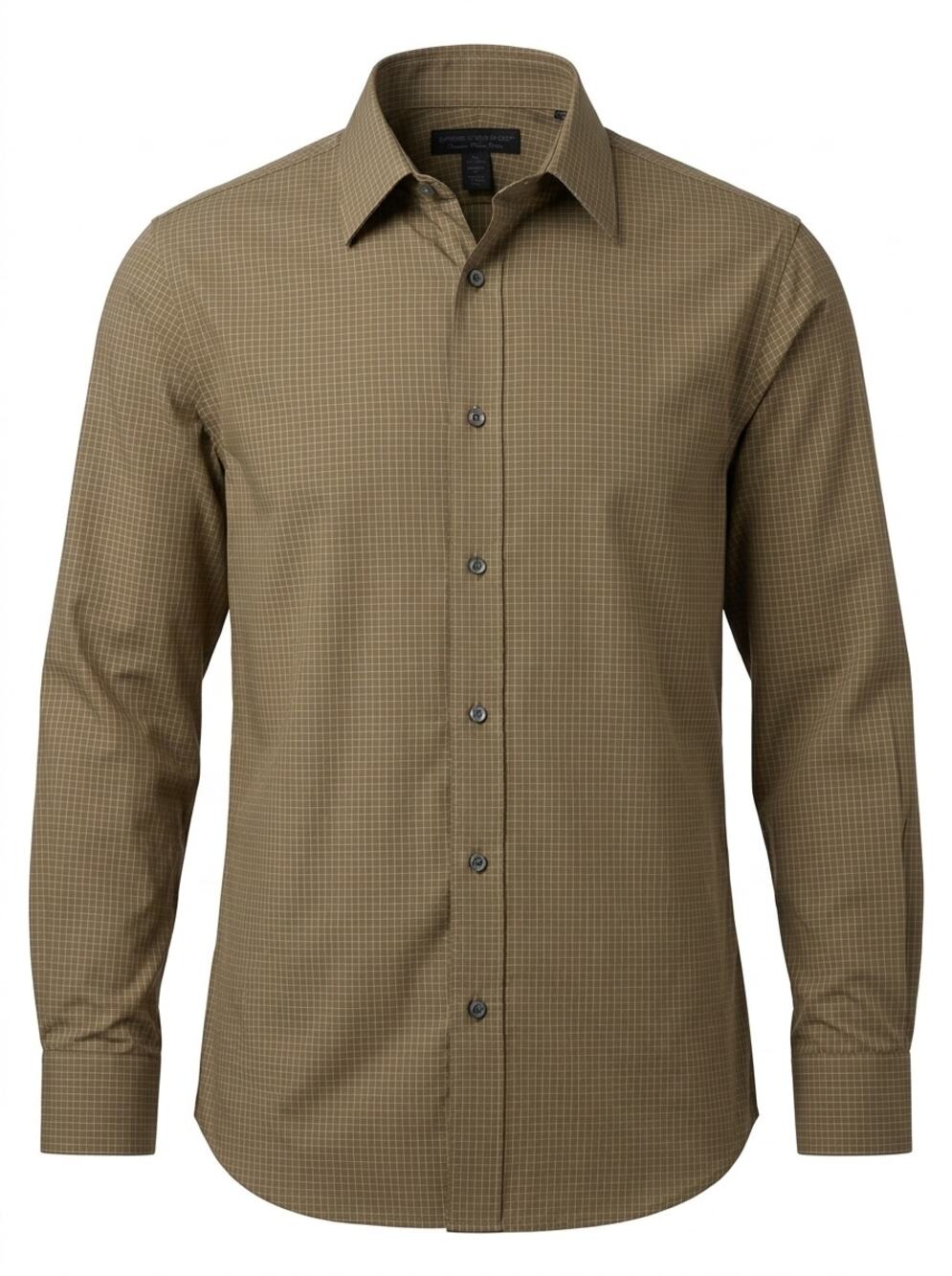 Express Design Studio Modern Fit Brown Grid Button-Up Shirt Men Size XL
